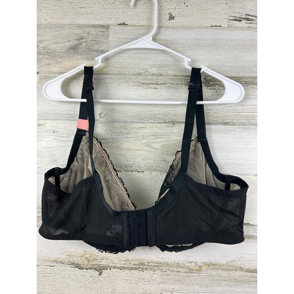 Cacique Women’s Plus 44DD Black Lace Lightly Lined Full Coverage Underwire Bra - Picture 2 of 7